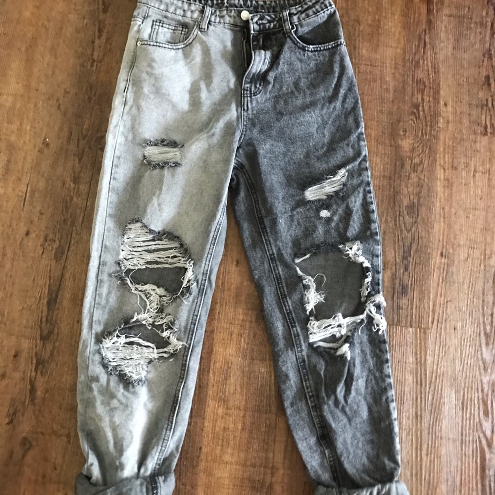 Shein size S two toned ripped black jeans